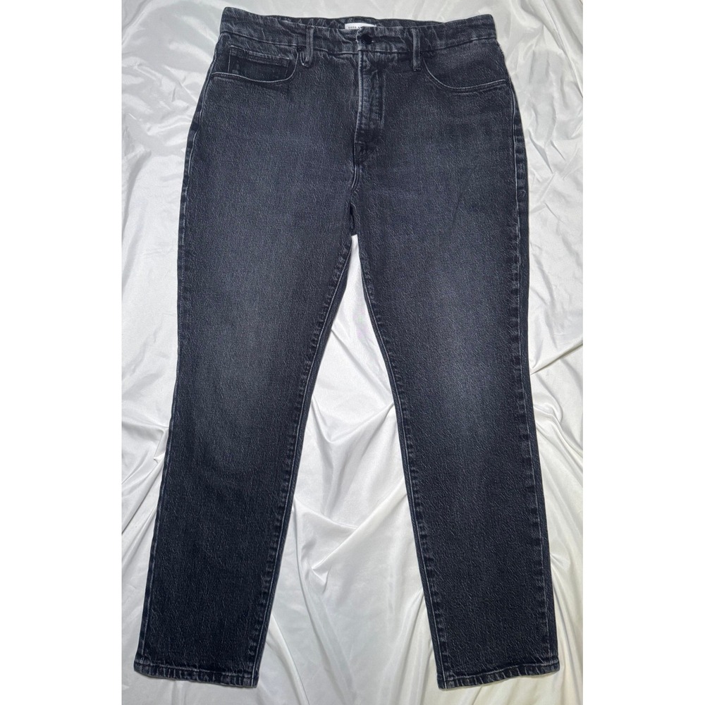 Good American Good Straight Jeans Women 10/30 Black High Rise Denim Streetwear‎